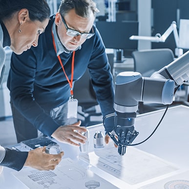Engineers working on robotic research project