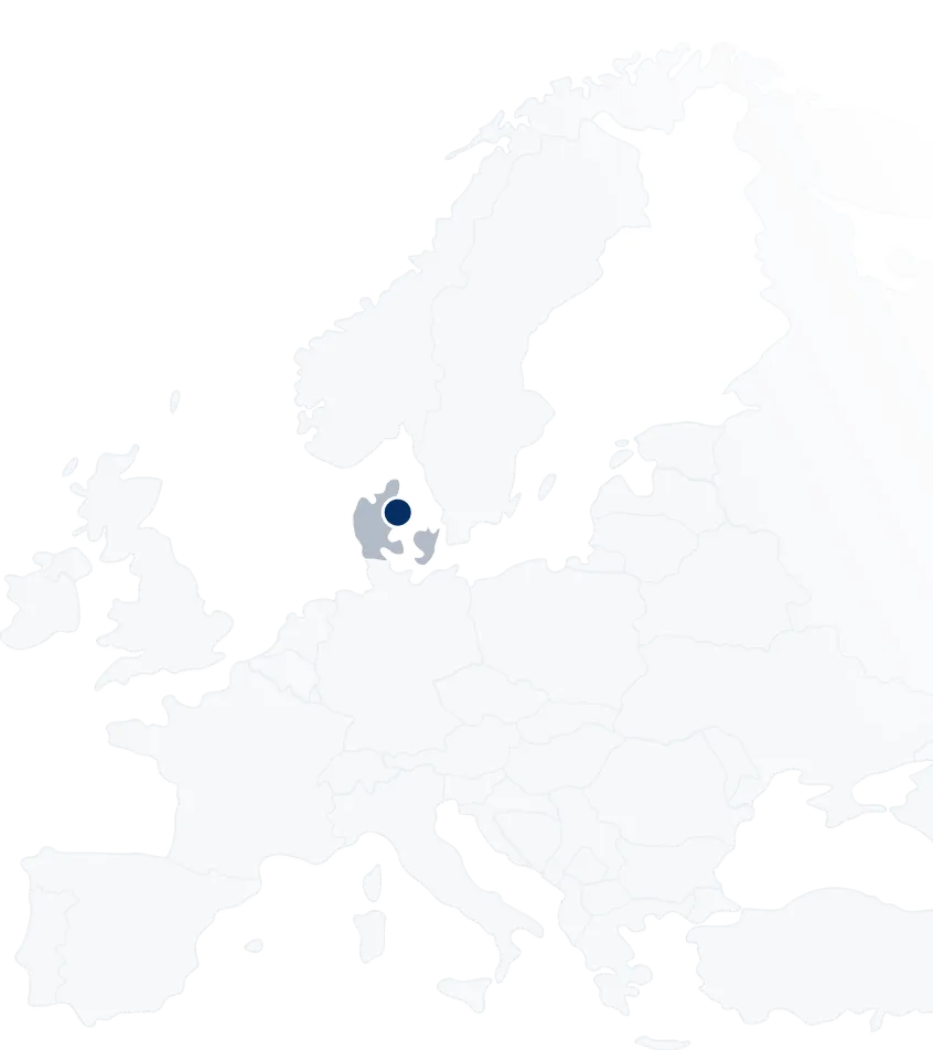 Map with focus on Denmark
