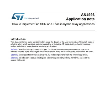 pdf how to implement a scr or a triac in a hybride relay application stmicroelectronics