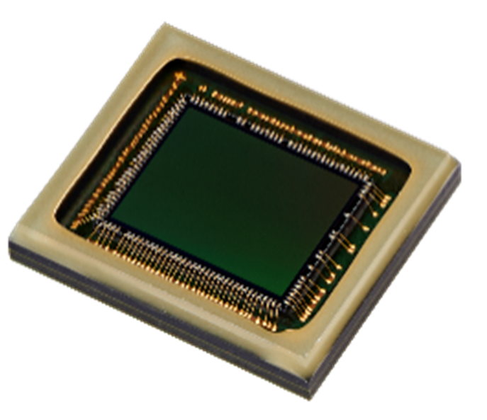 A close-up of a small electronic sensor module