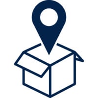 打开纸箱图示，上方悬停位置图钉图标象征追踪。