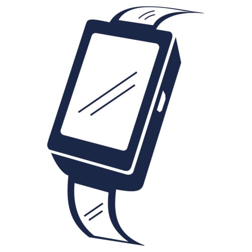 智能手表图标，配有倾斜的矩形屏幕。