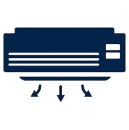 带气流箭头的空调机组图标。