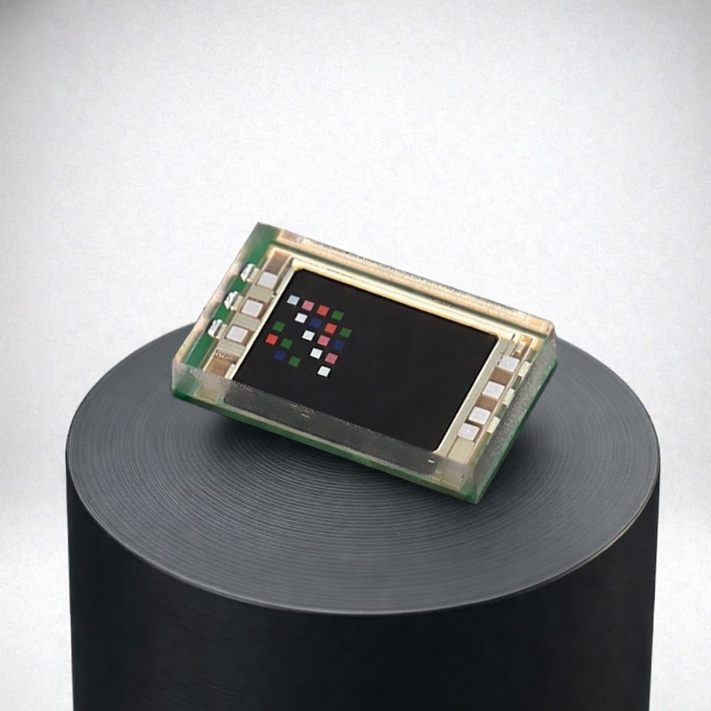 两个小型电子传感器模块，一个带有彩色显示，另一个展示接触点。