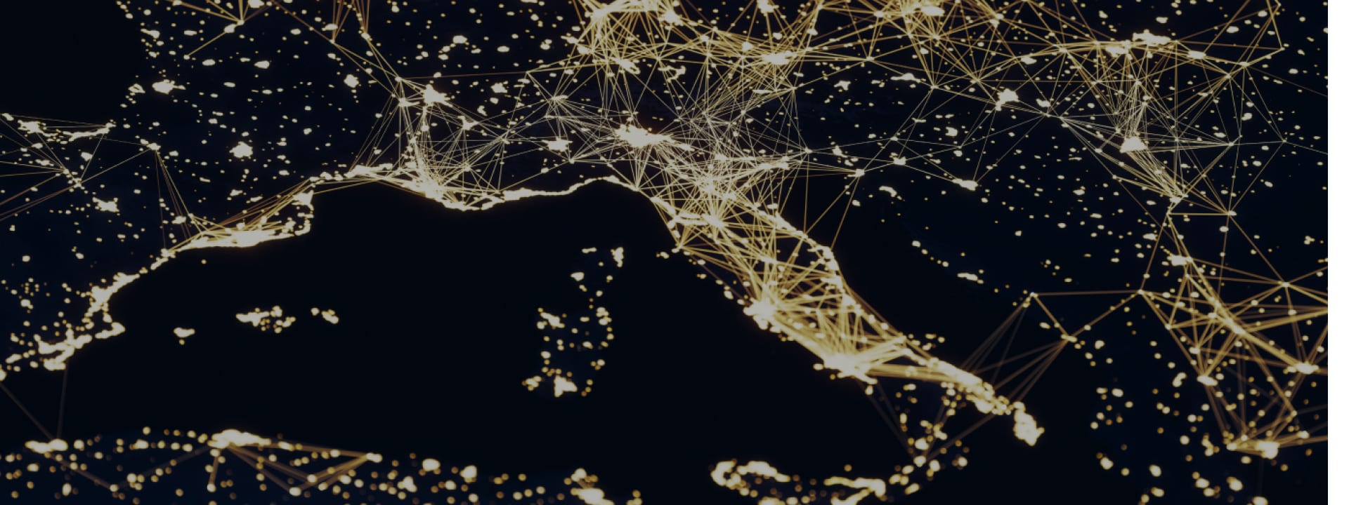 众多闪光点连接的欧洲地图